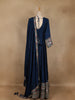 Peacock Blue Embroidered Silk Anarkali Gown