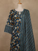 Peacock Blue Floral And Paisley Printed Cotton Salwar Suit With Dupatta