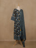 Peacock Blue Floral And Paisley Printed Cotton Salwar Suit With Dupatta