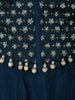 Peacock Blue Floral Beads and Zari Embroidered Design Semi Silk Mermaid Lehenga with Choker Dupatta