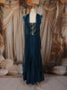 Peacock Blue Floral Beads and Zari Embroidered Design Semi Silk Mermaid Lehenga with Choker Dupatta