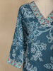 Peacock Blue Floral Design Cotton Salwar Suit