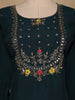 Peacock Blue Floral Design Cotton Salwar Suit with Dupatta - Diadem