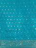Peacock Blue Floral Design Semi Banarasi Saree