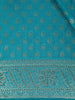 Peacock Blue Floral Design Semi Banarasi Saree