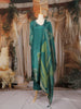 Peacock Blue Floral Design Shimmer Straight Cut Salwar Suit