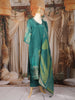 Peacock Blue Floral Design Shimmer Straight Cut Salwar Suit