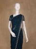 Peacock Blue Floral Designed Georgette Saree With Stone Work Border
