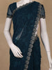 Peacock Blue Floral Designed Georgette Saree With Stone Work Border