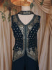 Peacock Blue Sequin Embroidered Design Chiffon Palazzo Suit