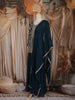 Peacock Blue Floral Embroidered Design Chiffon Palazzo Suit with Dupatta