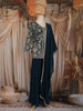 Peacock Blue Floral Embroidered Design Chiffon Palazzo Suit with Dupatta