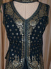 Peacock Blue Sequin Embroidered Design Chiffon Palazzo Suit