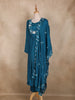 Peacock Blue Floral Embroidered Design Cotton Anarkali Salwar Suit