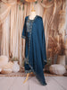 Peacock Blue Floral Embroidered Design Silk Blend Straight Cut Salwar Suit