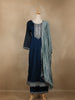 Peacock Blue Floral Embroidered Georgette Salwar Suit