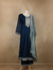 Peacock Blue Floral Embroidered Georgette Salwar Suit