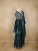 Peacock Blue Floral Embroidered Georgette Sharara Suit with Dupatta