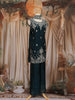 Peacock Blue Floral Embroidered Organza Palazzo Suit