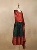Peacock Blue Floral Embroidered Raw Silk Pattu Pavadai