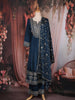 Peacock Blue Floral Embroidered Raw Silk Salwar Suit with Dupatta