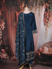 Peacock Blue Floral Embroidered Raw Silk Salwar Suit with Dupatta