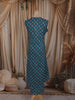 Peacock Blue Floral Printed Design Cotton Straight Cut Salwar Suit