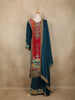 Peacock Blue Floral Printed Synthetic Palazzo Salwar Suit