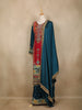 Peacock Blue Floral Printed Synthetic Palazzo Salwar Suit