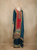 Peacock Blue Floral Printed Synthetic Palazzo Salwar Suit