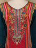 Peacock Blue Floral Printed Synthetic Palazzo Salwar Suit