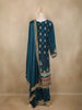 Peacock Blue Floral Printed Synthetic Palazzo Salwar Suit