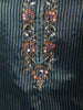 Peacock Blue Floral Printed and Beads Embroidered Design Semi Silk Party Wear Straight Cut Salwar Suit with Matching Dupatta