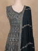 Peacock Blue Floral Sequins Embroidered Design Georgette Palazzo Suit