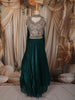 Peacock Blue Floral Sequins Embroidered Design Organza Lehenga with Choker Dupatta