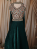 Peacock Blue Floral Sequins Embroidered Design Organza Lehenga with Choker Dupatta