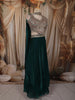 Peacock Blue Floral Sequins Embroidered Design Organza Lehenga with Choker Dupatta