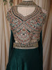 Peacock Blue Floral Sequins Embroidered Design Organza Lehenga with Choker Dupatta