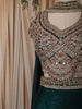 Peacock Blue Floral Sequins Embroidered Design Organza Lehenga with Choker Dupatta
