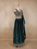 Peacock Blue Floral Sequins and Beads Embroidered Design Organza Bridesmaid Lehenga