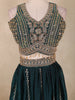 Peacock Blue Floral Sequins and Beads Embroidered Design Organza Bridesmaid Lehenga