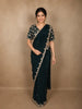 Peacock Blue Floral Sequins and Beads Embroidered Design Organza Designer Saree with Designer Blouse
