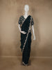 Peacock Blue Floral Sequins and Beads Embroidered Design Organza Designer Saree with Designer Blouse