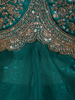 Peacock Blue Floral Sequins and Beads Embroidered Design Organza Palazzo Suit with Dupatta