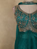Peacock Blue Floral Sequins and Beads Embroidered Design Organza Palazzo Suit with Dupatta