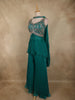 Peacock Blue Floral Sequins and Beads Embroidered Design Organza Palazzo Suit with Dupatta