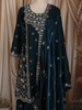 Peacock Blue Floral Sequins and Zari Embroidered Design Tissue Organza Sharara Suit With Dupatta