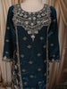 Peacock Blue Floral Sequins and Zari Embroidered Design Tissue Organza Sharara Suit With Dupatta