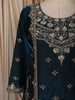 Peacock Blue Floral Sequins and Zari Embroidered Design Tissue Organza Sharara Suit With Dupatta