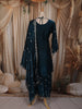 Peacock Blue Floral Sequins and Zari Embroidered Design Tissue Organza Sharara Suit With Dupatta